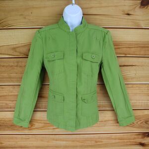 Field Gear Button Up Jacket Womens Size M Green 100% Cotton Button‎ Pockets
